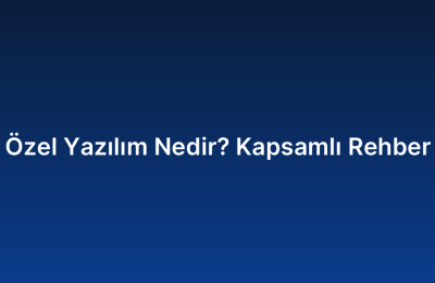 Özel Yazılım Nedir? Kapsamlı Rehber