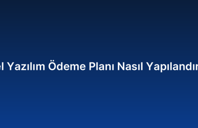 Özel Yazılım Ödeme Planı Nasıl Yapılandırılır?