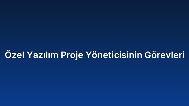 Özel Yazılım Proje Yöneticisinin Görevleri