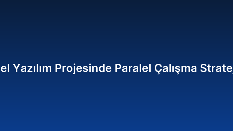 Özel Yazılım Projesinde Paralel Çalışma Stratejisi