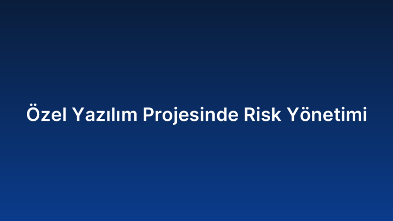 Özel Yazılım Projesinde Risk Yönetimi