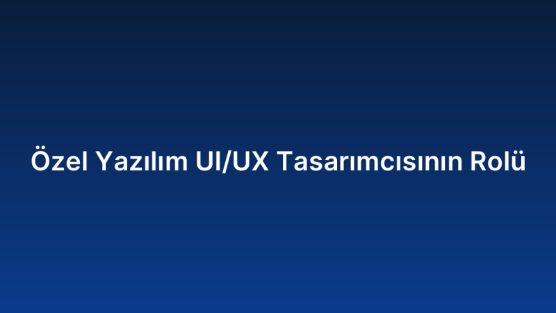 Özel Yazılım UI/UX Tasarımcısının Rolü