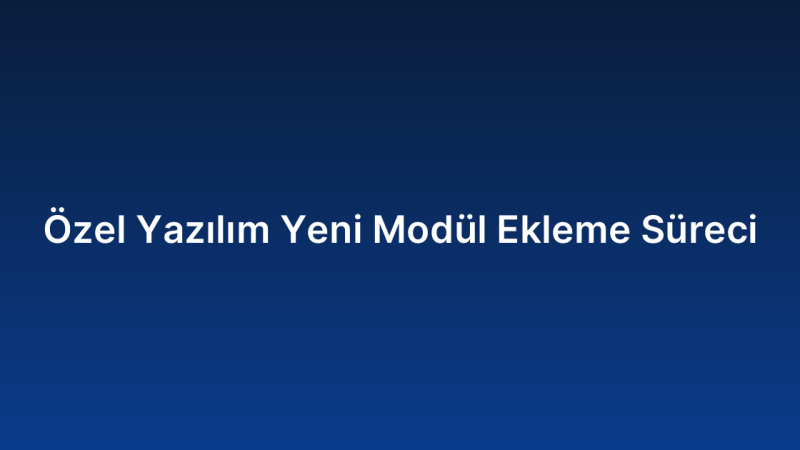 Özel Yazılım Yeni Modül Ekleme Süreci