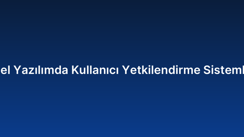 Özel Yazılımda Kullanıcı Yetkilendirme Sistemleri