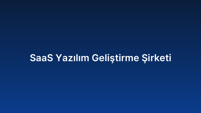 SaaS Yazılım Geliştirme Şirketi