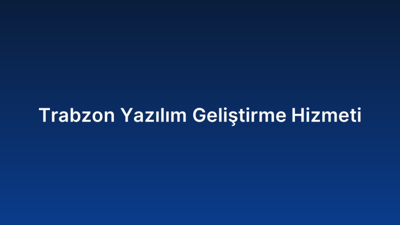 Trabzon Yazılım Geliştirme Hizmeti
