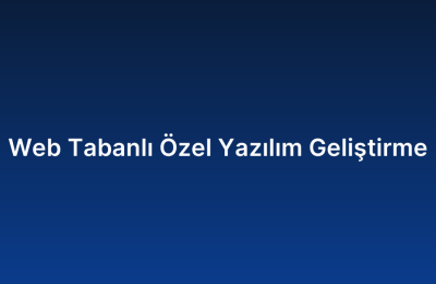 Web Tabanlı Özel Yazılım Geliştirme