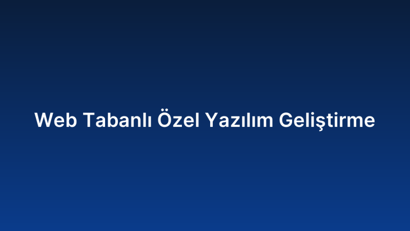 Web Tabanlı Özel Yazılım Geliştirme