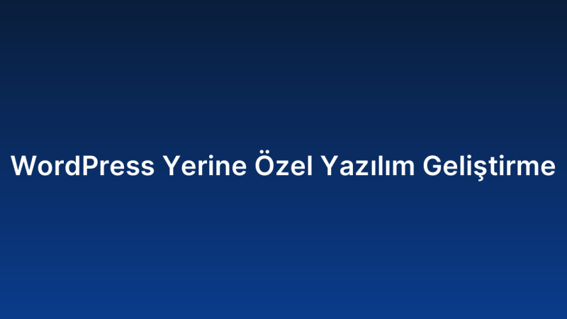 WordPress Yerine Özel Yazılım Geliştirme