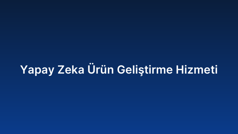 Yapay Zeka Ürün Geliştirme Hizmeti