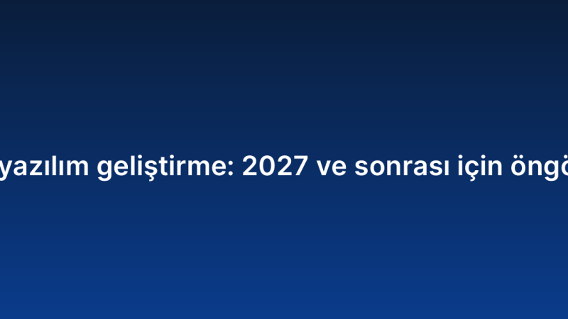 Özel yazılım geliştirme: 2027 ve sonrası için öngörüler