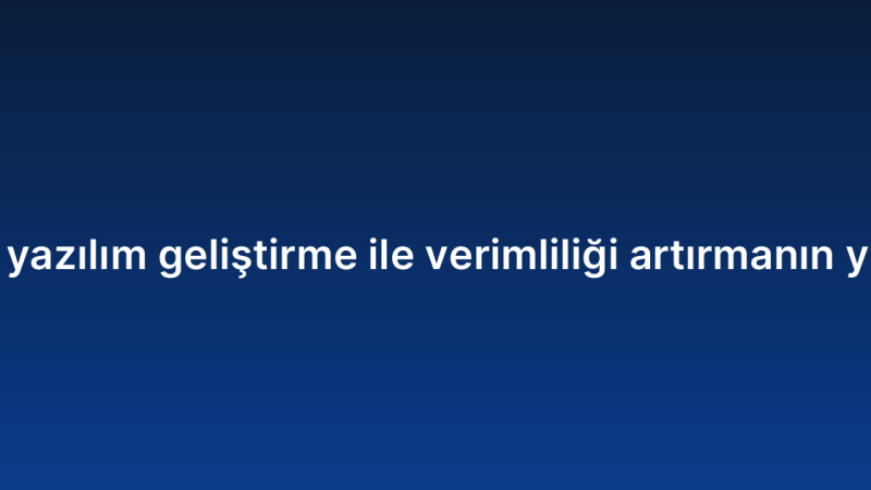 Özel yazılım geliştirme ile verimliliği artırmanın yolları