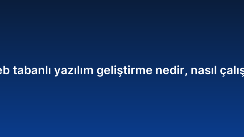 Web tabanlı yazılım geliştirme nedir, nasıl çalışır?